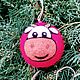 Войлочная игрушка новогодняя: игрушка на елку символ 2021 корова бык. Войлочная игрушка. Светлана 'Шерстяной калейдоскоп' (WoolKaleidoscop). Интернет-магазин Ярмарка Мастеров.  Фото №2