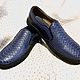 Slip-ons made of genuine python and nubuck leather, in dark blue color!. Slip-ons. SHOES&BAGS. My Livemaster. Фото №4