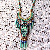 Украшения handmade. Livemaster - original item Necklace: Blue owl. Boho necklace. Handmade.