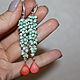 Серьги "travel" бирюза, коралл. Серьги классические. Nadin-beads. Ярмарка Мастеров.  Фото №5