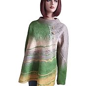 Одежда handmade. Livemaster - original item Felted turquoise openwork tunic,merino wool pullover. Handmade.
