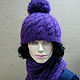 Комплект вязаный шапка и шарф "Purple colour". Комплекты головных уборов. Nataliy Sh-knitting. Интернет-магазин Ярмарка Мастеров.  Фото №2