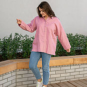 Одежда handmade. Livemaster - original item Linen shirt pink powder. Handmade.