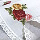 Овальная льняная салфетка с вышивкой Royal Albert Old Country Roses. Салфетки. ot Natalis. Ярмарка Мастеров.  Фото №5