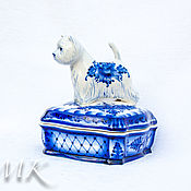 Christmas tree toy Kerry Blue Terrier 2 pcs (gzhel in gold)