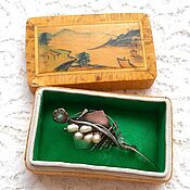Винтаж handmade. Livemaster - original item Japanese silver brooch with pearls, gift box. Handmade.
