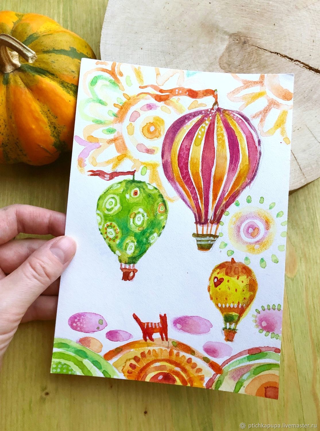 Акварельная иллюстрация " Воздушные шары", Картины, Москва,  Фото №1