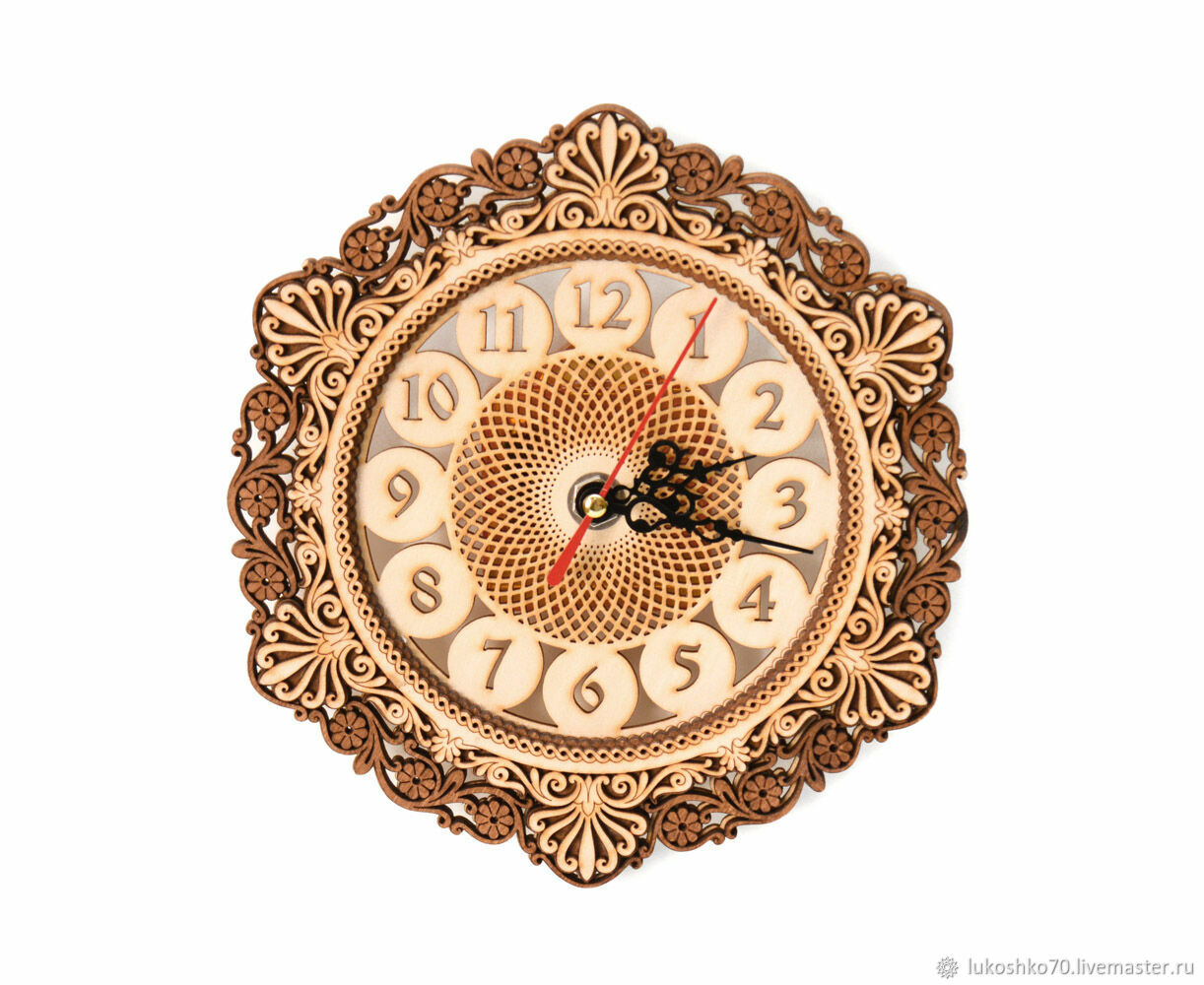 Wooden clock small round 'Openwork' D19. Art.40016, Watch, Tomsk,  Фото №1