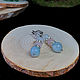 Moonstone, Rose quartz and Aquamarine earrings, Earrings, Moscow,  Фото №1