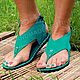 Sandals turquoise suede low. Sandals. Katorina Rukodelnica HandMadeButik. Online shopping on My Livemaster.  Фото №2