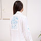 Белая льняная  Рубашка с вышивкой "Маки голубые". Блузки. NATALINI. Ярмарка Мастеров.  Фото №6