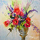 Батик панно "Полевые цветы в вазе", Картины, Санкт-Петербург,  Фото №1
