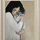 Девушка и кот, картина с питомцем, портрет маслом в раме. Картины. Мария Роева  Картины маслом (MyFoxyArt). Интернет-магазин Ярмарка Мастеров.  Фото №2
