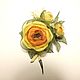 Brooch Sunny Persimmon Handmade flowers made of fabric. Brooches. ms. Decorator. My Livemaster. Фото №6