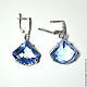 elegant silver earrings with large blue swiss blue 32.42 ct. topaz!
