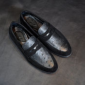 Обувь ручной работы handmade. Livemaster - original item Men`s loafers, made of genuine ostrich leather and natural suede.. Handmade.