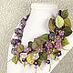 Happy Valley Lilac. Necklace, flowers made of genuine leather. Necklace. ms. Decorator. My Livemaster. Фото №4