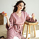 Pink linen dress with voluminous sleeves ' Powder', Dresses, Novosibirsk,  Фото №1