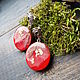  red with natural flowers. Earrings. dezign-krestik. Online shopping on My Livemaster.  Фото №2