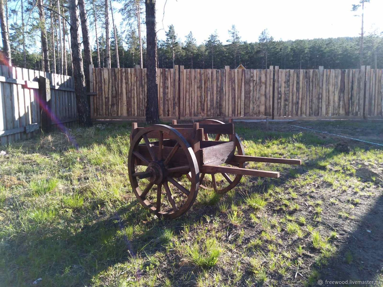 Телега садовая, телега с деревянными колесами в е на .