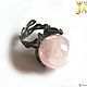 Rose quartz. ' Pink peony' ring with pink quartz. Rings. Design jewelry. Ярмарка Мастеров.  Фото №5