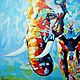 Картина маслом слон Картина со слоном Картина с животными, Картины, Таганрог,  Фото №1