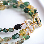 Украшения handmade. Livemaster - original item Multi-row bracelet, green and yellow quartz, gold plated. Handmade.