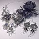 Order Silver evening. kit. Necklace, two brooches, and earrings. ms. Decorator. Livemaster. . Jewelry Sets Фото №3