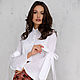 White cotton cambric blouse with bows on the sleeves, elegant blouse. Blouses. mozaika-rus. Online shopping on My Livemaster.  Фото №2