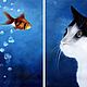 картина `Кот и рыбка` (художница Тина Бруно)