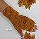  Knitted mittens A bouquet of mustard color. Mitts. Lace knitting workshop. Lidiya.. My Livemaster. Фото №4
