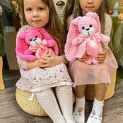 Куклы и игрушки handmade. Livemaster - original item Knitted bunny pink toy with long ears. Handmade.