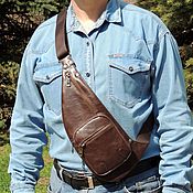 Сумки и аксессуары handmade. Livemaster - original item Men`s bag: Men`s crossbody bag leather brown Alan. Handmade.