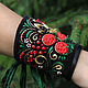 Cuff bracelet of textile embroidered with Swirling curlicues, Cuff bracelet, Chelyabinsk,  Фото №1