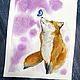 'Miracle on the nose' watercolor painting (fox, butterflies, animals), Pictures, Korsakov,  Фото №1