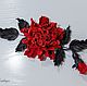 Украшение из кожи Красная роза. Брошь из кожи Красное и черное. Брошь-булавка. Светлана Ланская. Ярмарка Мастеров.  Фото №5