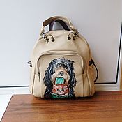 Сумки и аксессуары handmade. Livemaster - original item Backpack bag leather double-sided with painting for Irina.. Handmade.