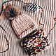 Снуд, шарф, шапка крупной вязки из мериноса, Шарфы, Москва,  Фото №1