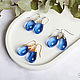 Large blue drop earrings in gold or silver, Earrings, Moscow,  Фото №1