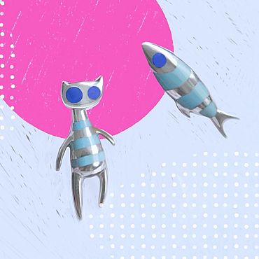 Украшения ручной работы. Ярмарка Мастеров - ручная работа Серьги "Кот и селедка". Золото. Эмаль. Украшение. Handmade.