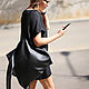 Рюкзак Мешок Слинг кожаный черный Майка Оверсайз Баул. Рюкзаки. Bags by Katerina Klestova (kklestova). Интернет-магазин Ярмарка Мастеров.  Фото №2
