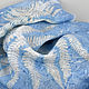 Linen shawl 'the Dream of fern' blue ekoprint, Scarves, Moscow,  Фото №1