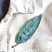 Украшения handmade. Livemaster - original item Brooch blue leaf, copper, electroplating. Handmade.