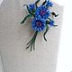 Brooch made of leather Corsage of cornflowers. Brooches. Shagree (Shagree). My Livemaster. Фото №6