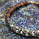 Short necklace with Indian agate hints of herbs and dark brown coconut. 
Length of necklace 44 cm + 2 cm chain for adjustment.