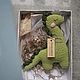 Вязаная безопасная игрушка для малыша динозавр Дино дракончик вязаный, Подарок новорожденному, Вырица,  Фото №1