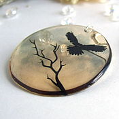Украшения handmade. Livemaster - original item Transparent Round Large Earrings Resin Bird Tree Branch Silhouette. Handmade.