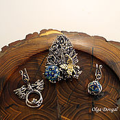 Украшения handmade. Livemaster - original item Jewelry sets: Brooch and asymmetrical earrings. Handmade.