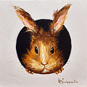 Картины и панно handmade. Livemaster - original item Picture of a rabbit in a mink on a white background. Handmade.
