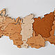 Карта России выполненная из дерева. Деревянная карта пазл для сборки. Карта из дерева на стену купить в СПб, Москве.